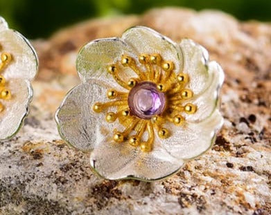 Sabrina`s Collection |Blooming Anemone Flower Stud Earrings