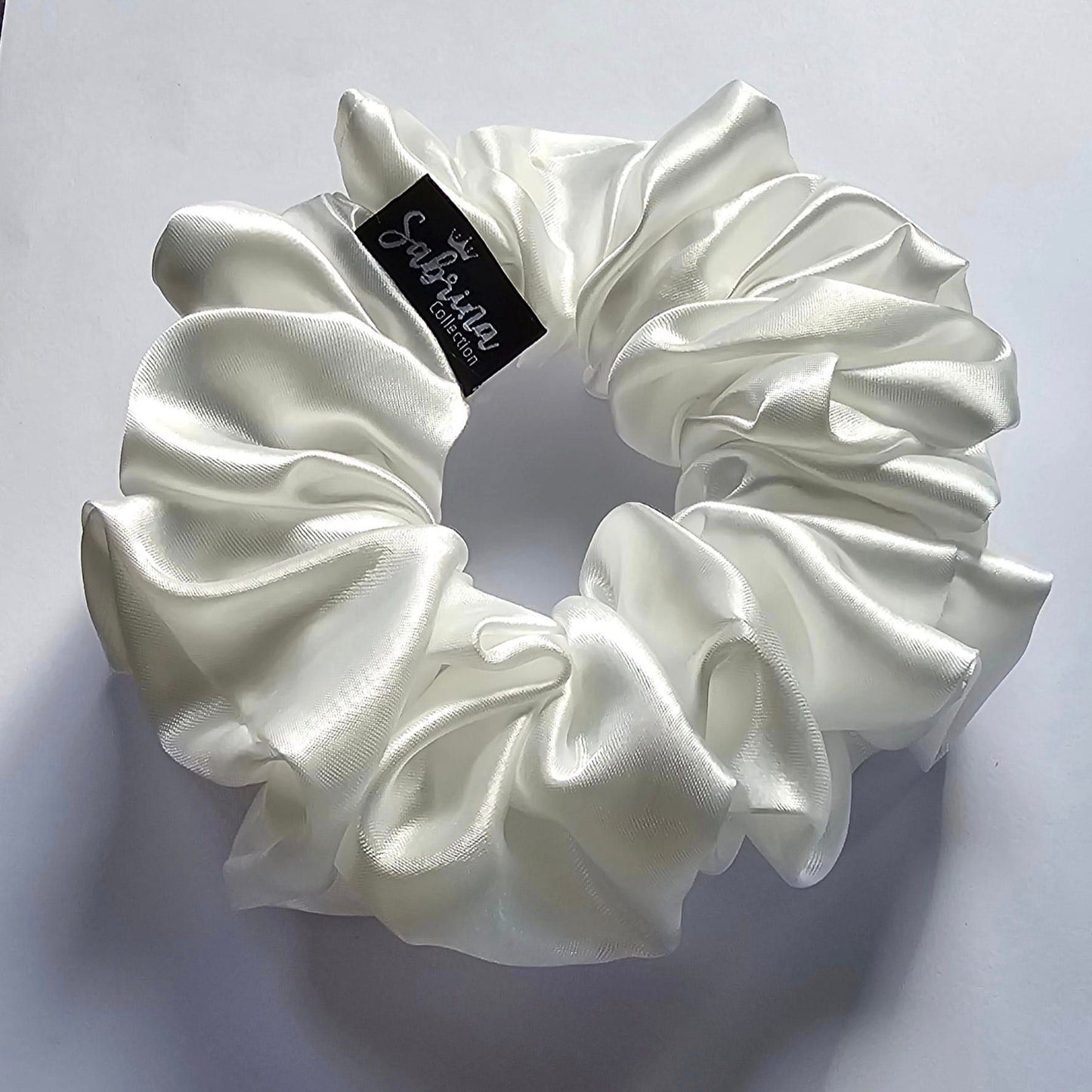 Melinda XL White Hair Scrunchie