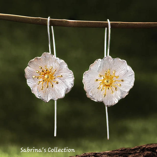 Sabrina`s Collection | 925 Silver Sterling Natural Flower Drop Earrings
