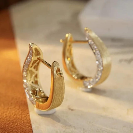 Sabrina`s Collection | 18K Gold  0.44ct Natural Diamond Hoop Earrings
