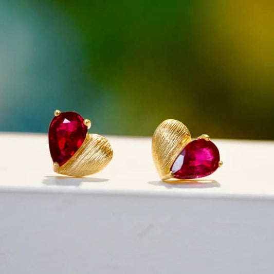 Sabrina`s Collection | 18K Ruby Heart Stud Earrings