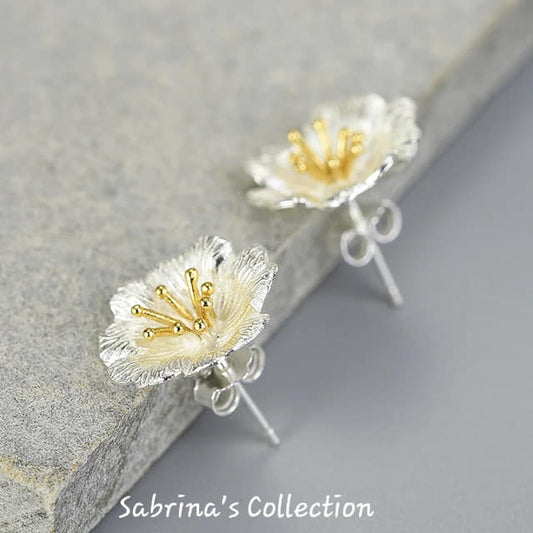 Sabrina`s Collection | 925 Silver Sterling Flower Stud Earrings
