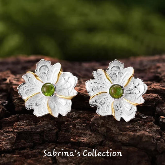 Sabrina`s Collection | 925 Silver Sterling Flower Stud  Earrings