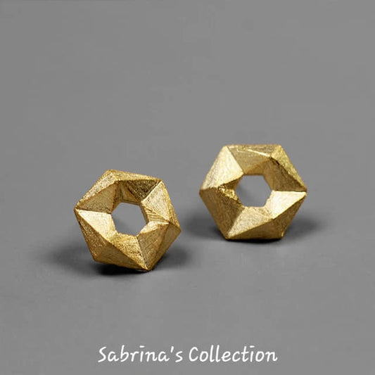 Sabrina`s Collection | 925 Silver Sterling Minimalism Hexagon Stud Earrings