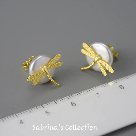 Sabrina`s Collection | 925 Silver Sterling  Dragonfly Stud Earrings