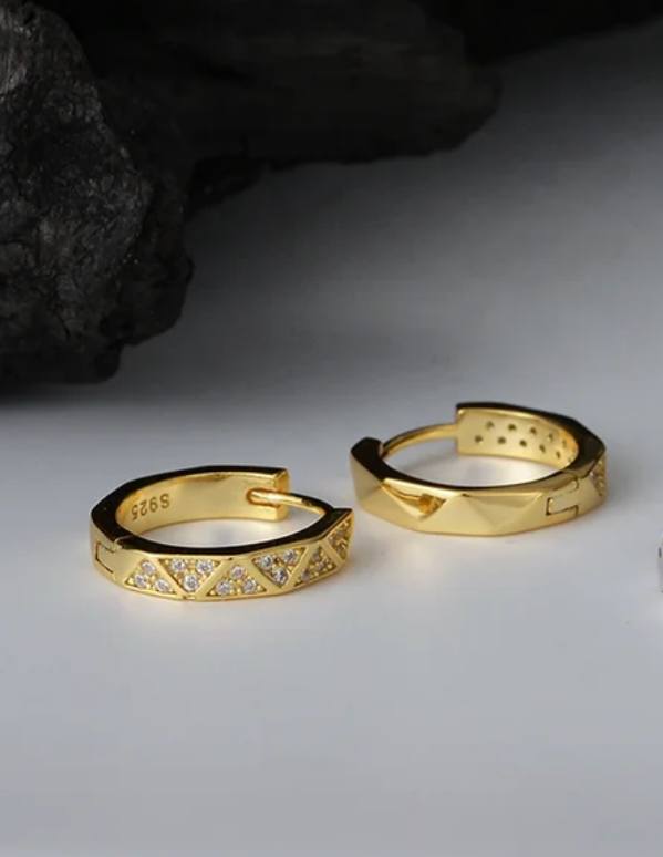 Sabrina`s Collection | Geometric Zircon Hoop Earrings