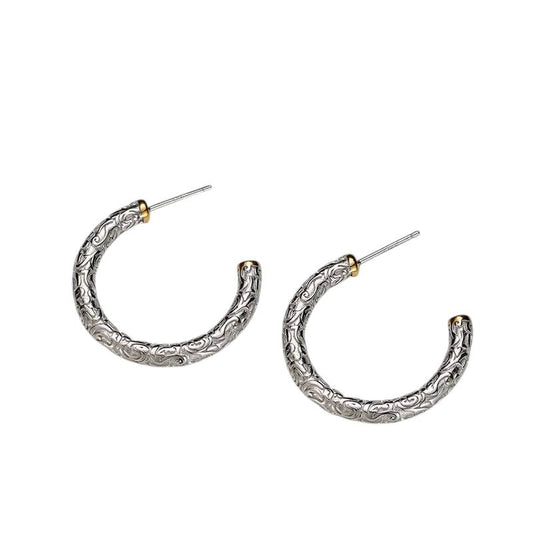 Sabrina`s Collection | Grass Pattern Large Stud  Earrings