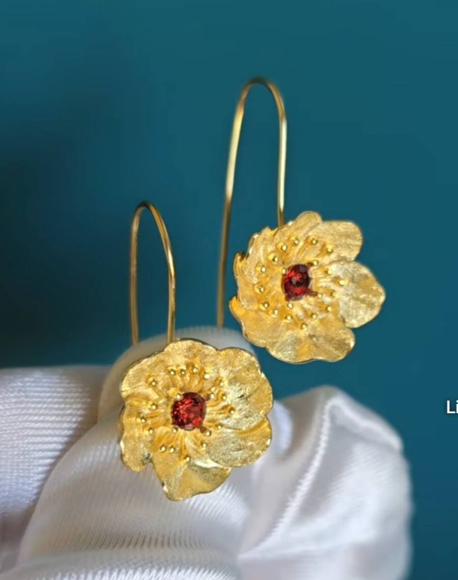 Sabrina`s Collection | Blooming Anemone Flower  Earrings