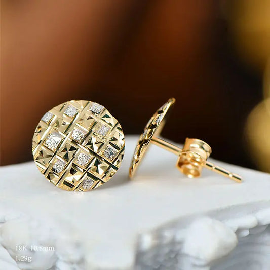 Sabrina`s Collection | 18K Gold Round Button Stud Earrings